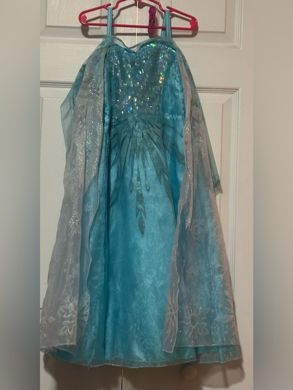 DISNEY Teal Satin Tulle Sequin & Sparkle Princess Frozen Elsa Dress Sz 5-6